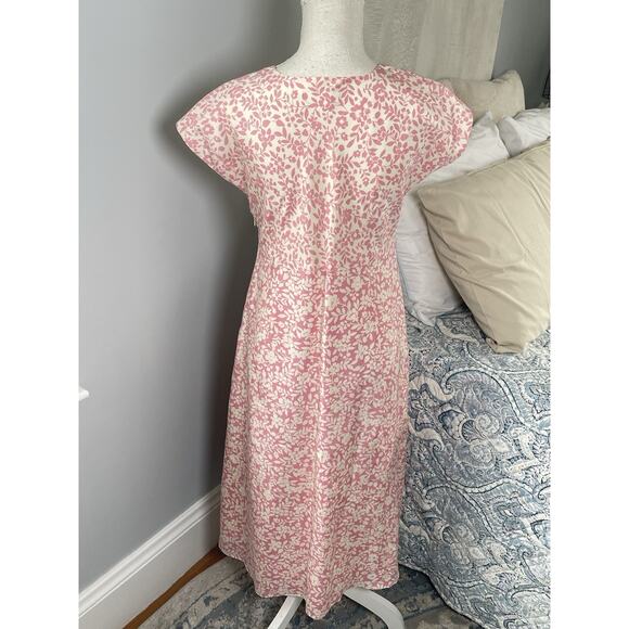 Isabella Bird Silk Midi Dress 6P Pink Floral Cottagecore Garden Wedding Guest - Picture 6 of 10